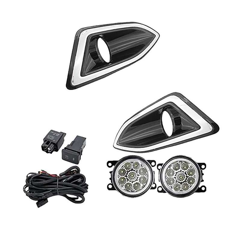 LED Fog Light Headlight Chrome Fog Lamp Cover Grill Bezel Switch Foglights Assembly for Edge 2015-20