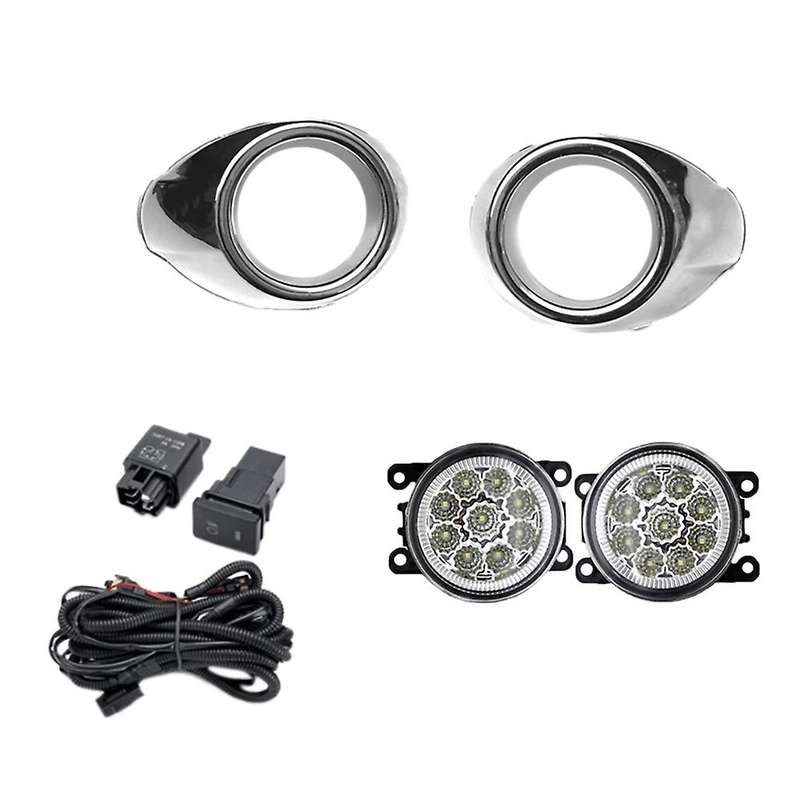 LED Fog Light Headlight Chrome Fog Lamp Cover Grill Bezel Switch Foglights Assembly for Focus MK3 20