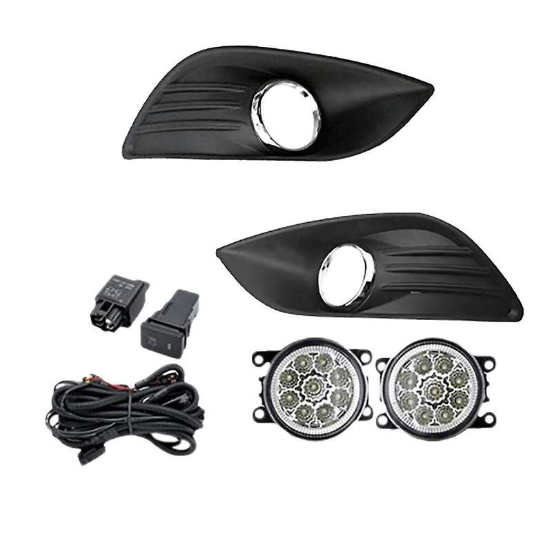 LED Fog Light Headlight Chrome Fog Lamp Cover Grill Bezel Switch Foglights Assembly for Focus MK2 20