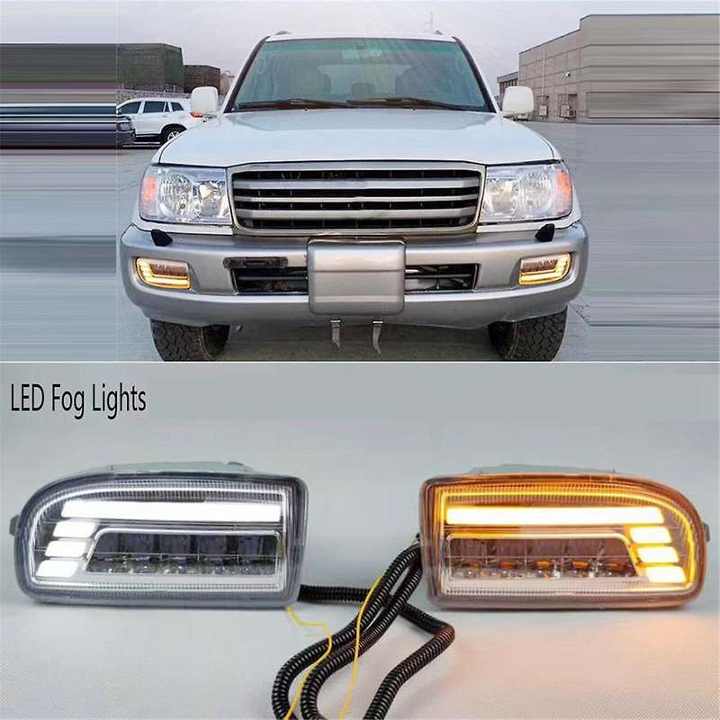Led Fog Lights for Land Cruiser 100 Lc100 Uzj100 Fzj10 1998-2008 Drl Turn Signal Daytime Driving Lam