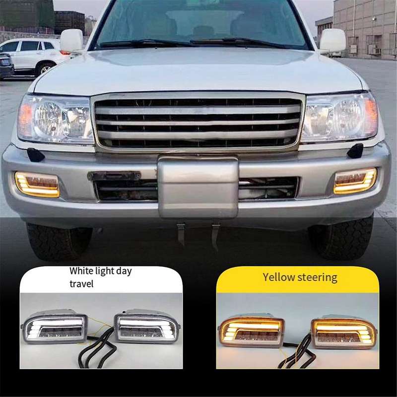 Led Fog Lights for Land Cruiser 100 Lc100 Uzj100 Fzj10 1998-2008 Drl Turn Signal Daytime Driving Lam