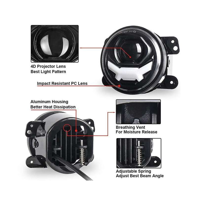LED Front Fog Light for Wrangler PT Rambler Exterior Upgrade Retrofit 30W 4Inch Angel Eyes Laser-Fr