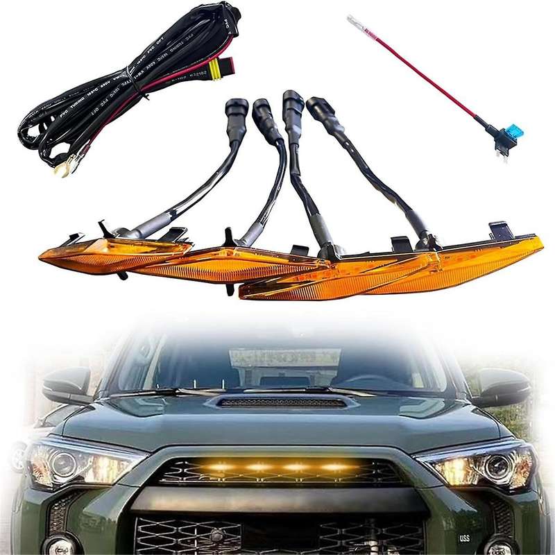 Led Grill Lights for 4runner Pro 2014-2023 Grille, Led Amber Lights with Fuse and Instruction, 4 Pcs