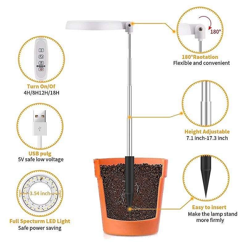 Led Grow Light,halo Plant Lamp for Indoor Plants Growing,auto Timer 4/8/12/18 Hrs, for Bonsai Succul