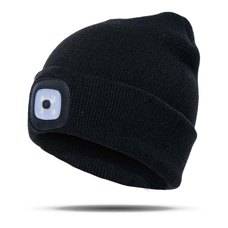 Led Hat, Knitted , Men Women, Warm Stocking Hat, Knitted Hat with Built-in Light, Headlight Hat,2pc