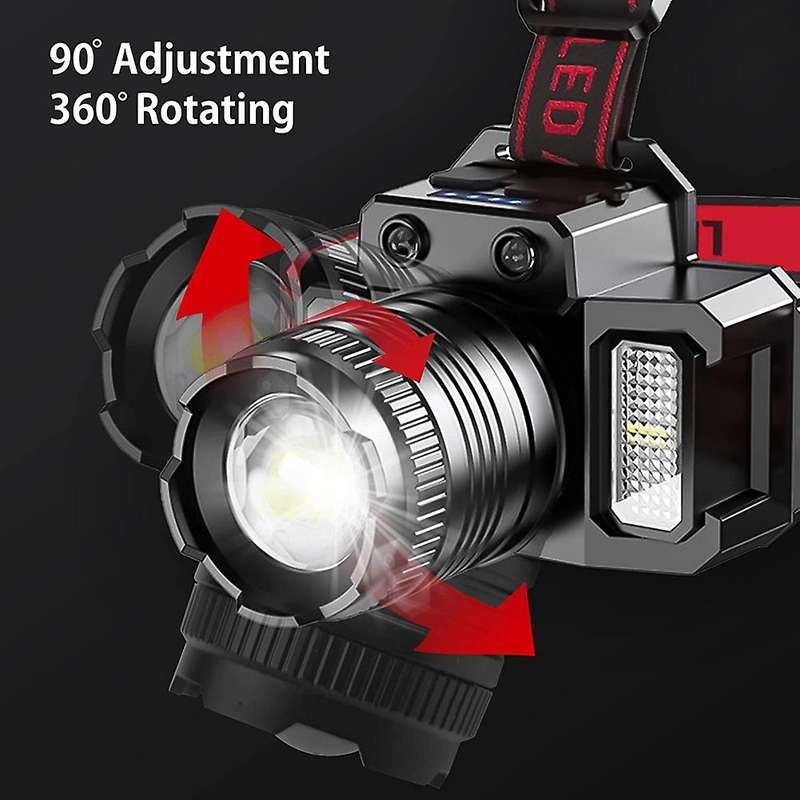 LED Head Light Rechargeable Head Light for Adults, 360 Adjustable Angle Headlight Flashlight Motion