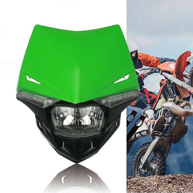 LED Headlight Universal Dirt Bike Fairing Green for KX