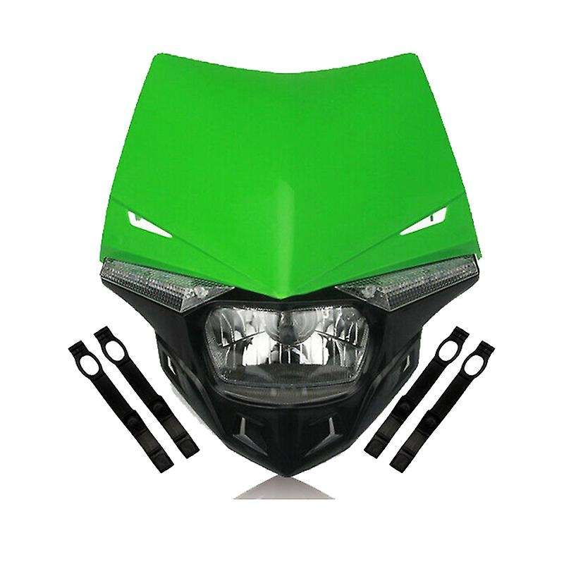 LED Headlight Universal Dirt Bike Fairing Green for KX