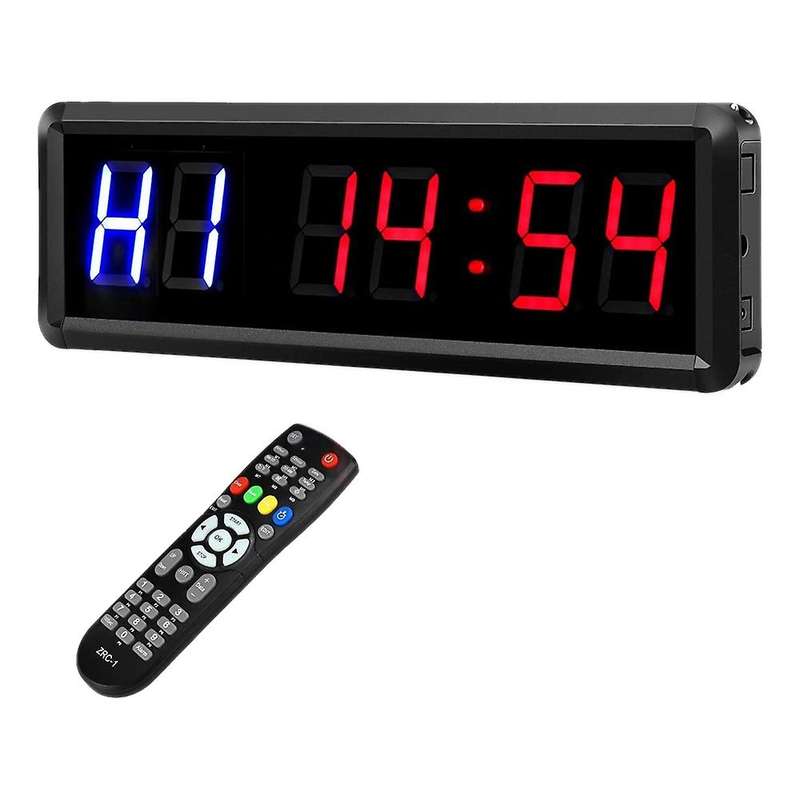 LED Interval 1.5Inch 6 Digits Gym Workout Timer Count Down Clock Stopwatch Timer with Remote for Hom
