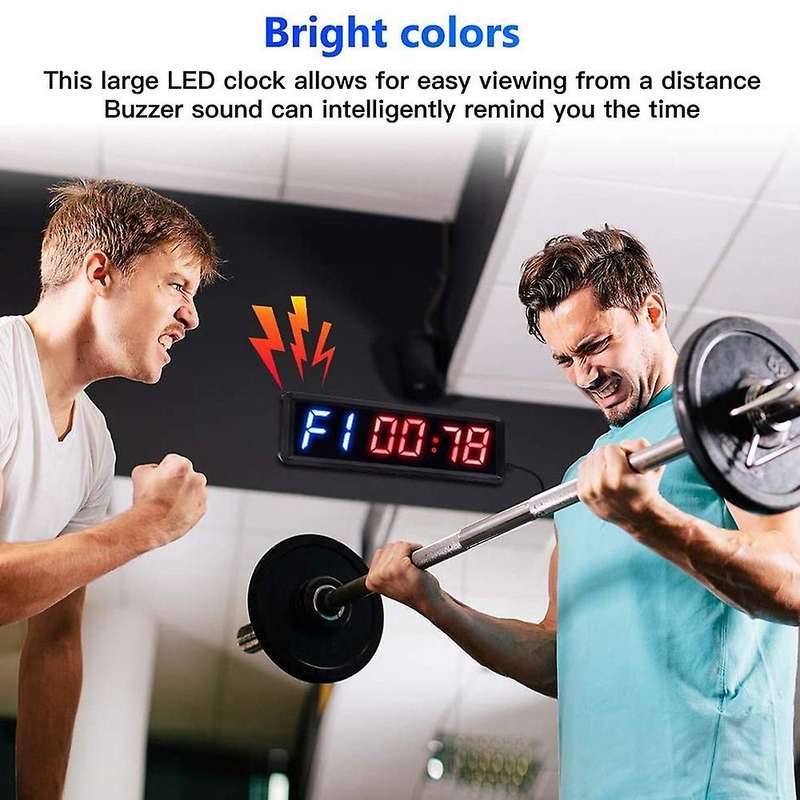 LED Interval 1.5Inch 6 Digits Gym Workout Timer Count Down Clock Stopwatch Timer with Remote for Hom