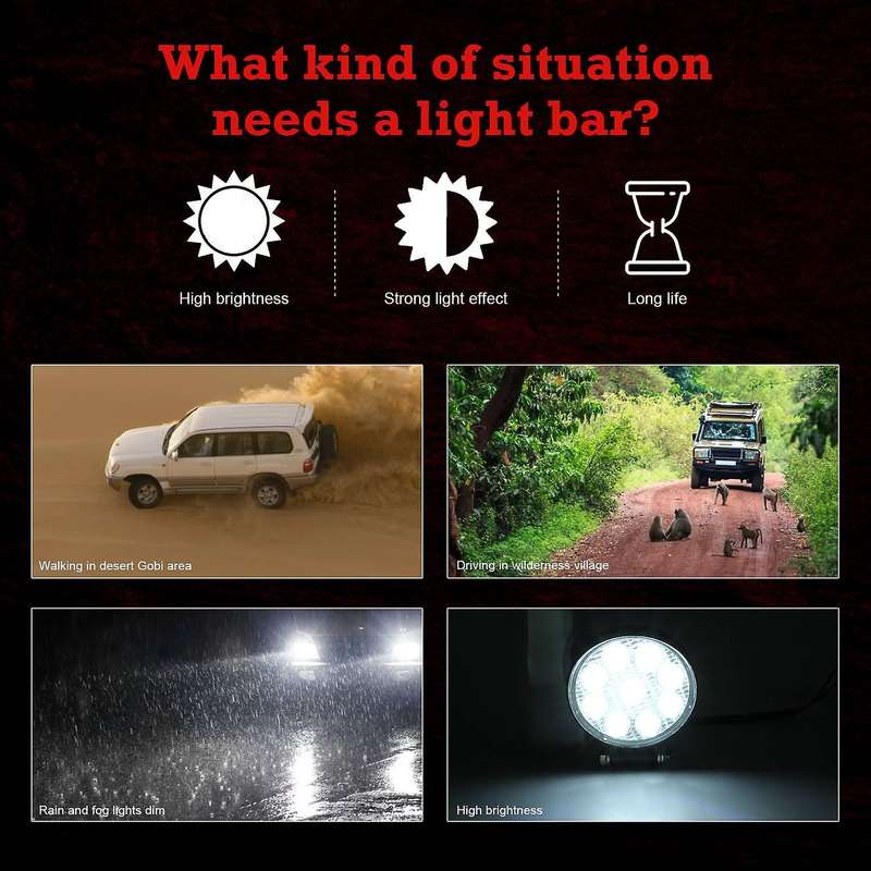 LED Light Bar 2PCS 3 Inch 27W Round LED Light Pods Work Light Flood Beam Off Road Driving Light Fog