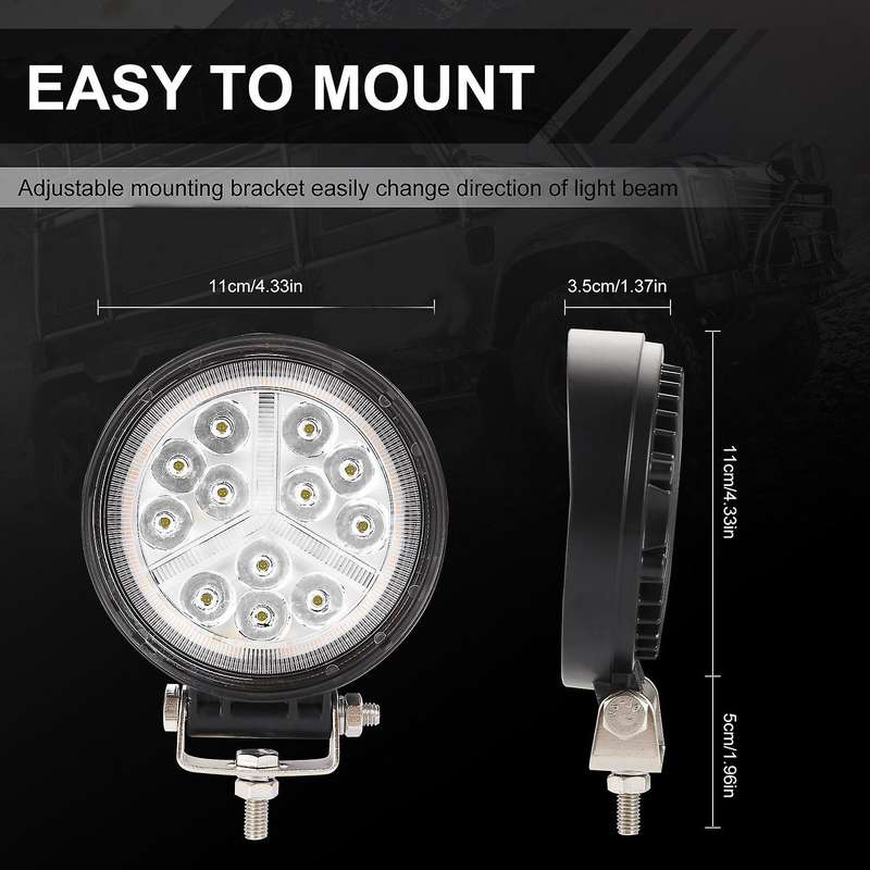 LED Light Bar 2PCS 4 Inch 168W Round Work Light Fog Lights DRL Waterproof Truck Car Boat Motorcycle