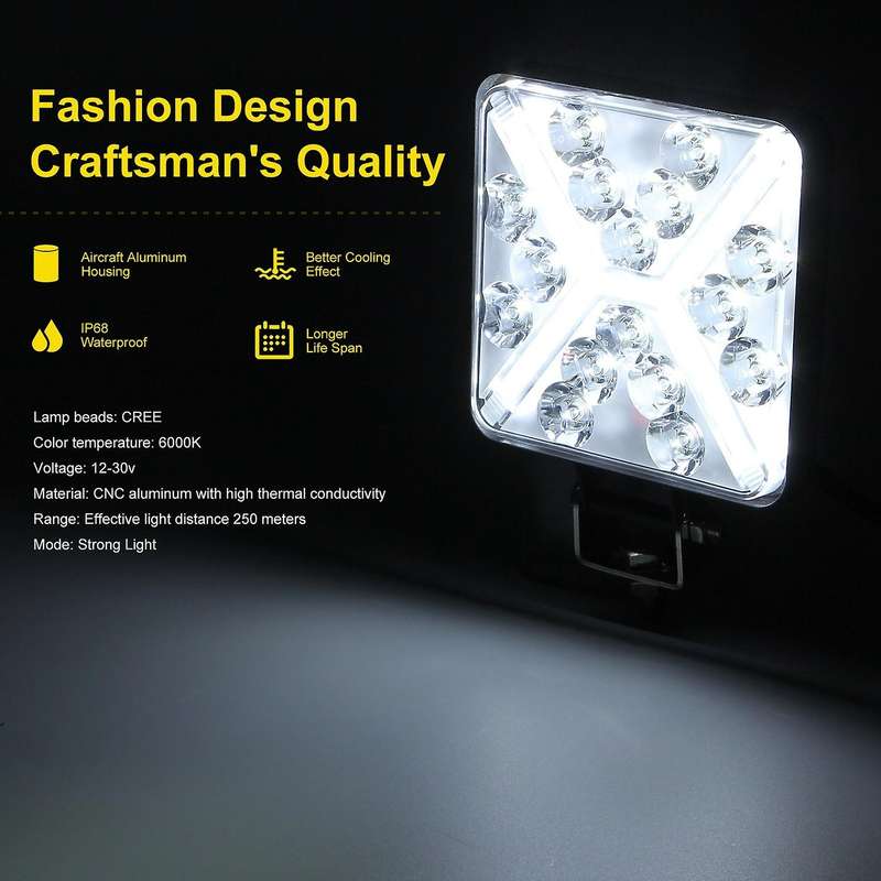 LED Light Bar 2PCS 4 Inch 168W Square Work Light Fog Lights Waterproof Truck Car Boat Motorcycle ATV