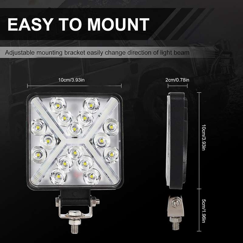 LED Light Bar 2PCS 4 Inch 168W Square Work Light Fog Lights Waterproof Truck Car Boat Motorcycle ATV