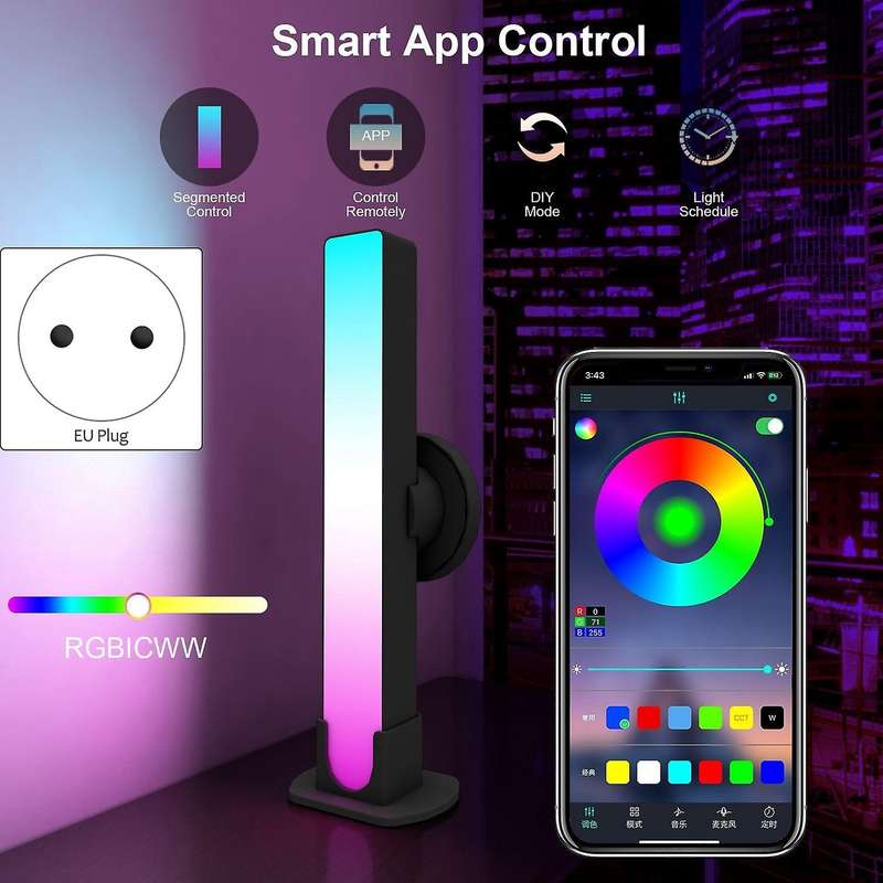 LED Light Bar Gaming Ambient Light Bluetooth TV Backlight RGB Effect with Music Sync for PC TV Room