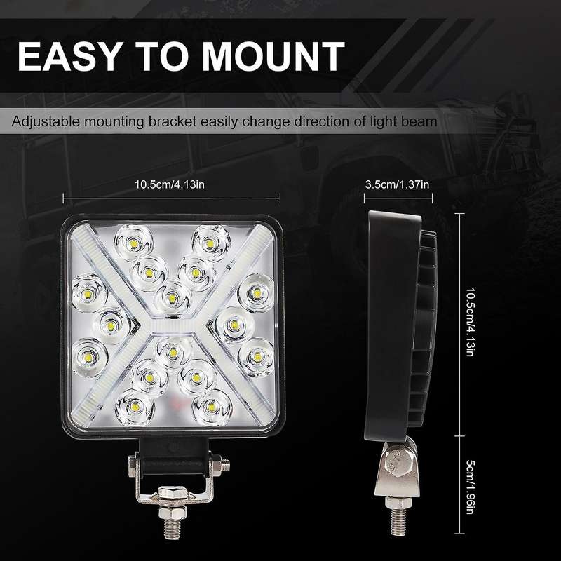 LED Light Bar 2PCS 4 Inch 168W Square Work Light Fog Lights DRL Waterproof Truck Car Boat Motorcycle
