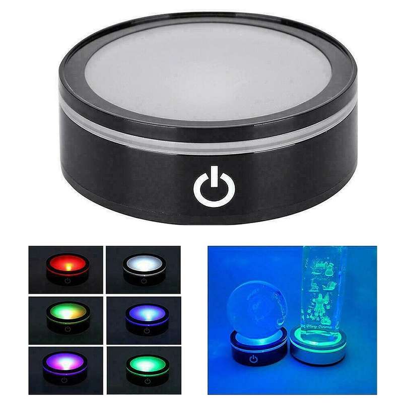 Led Light Base with Sensitive Touch Switch Round Colorful Stand Display for 3d Laser-engraved Cryst