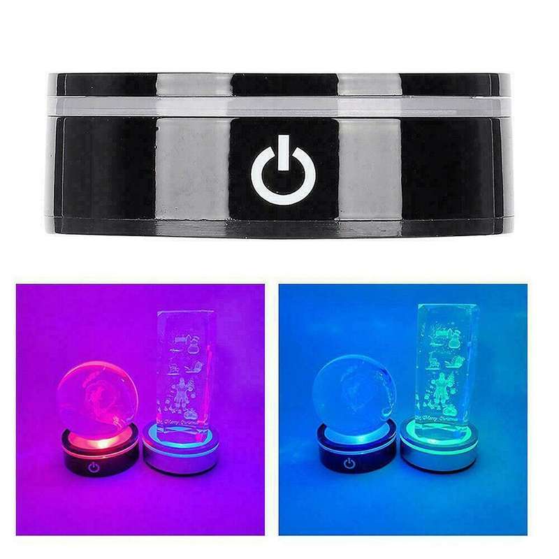 Led Light Base with Sensitive Touch Switch Round Colorful Stand Display for 3d Laser-engraved Cryst