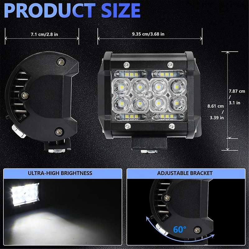 LED Light Bar, LED Light Pods 4 Inch 60W 6000Lm LED Truck Work Lights Spot Lights LED Pods for Boat