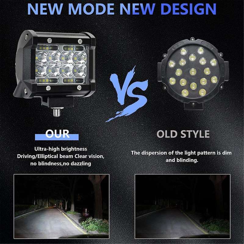 LED Light Bar, LED Light Pods 4 Inch 60W 6000Lm LED Truck Work Lights Spot Lights LED Pods for Boat