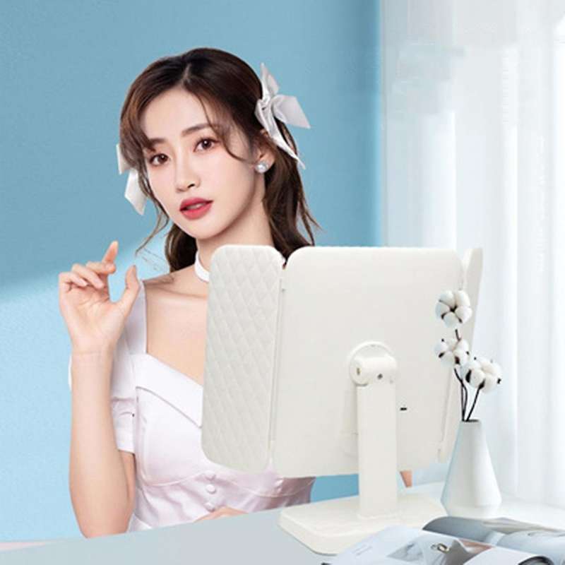 LED Light Makeup Mirror 2/3X Magnifying Cosmetic 3 Folding Vanity Mirrors 180 Rotation Touch Dimmer