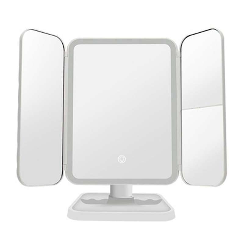 LED Light Makeup Mirror 2/3X Magnifying Cosmetic 3 Folding Vanity Mirrors 180 Rotation Touch Dimmer