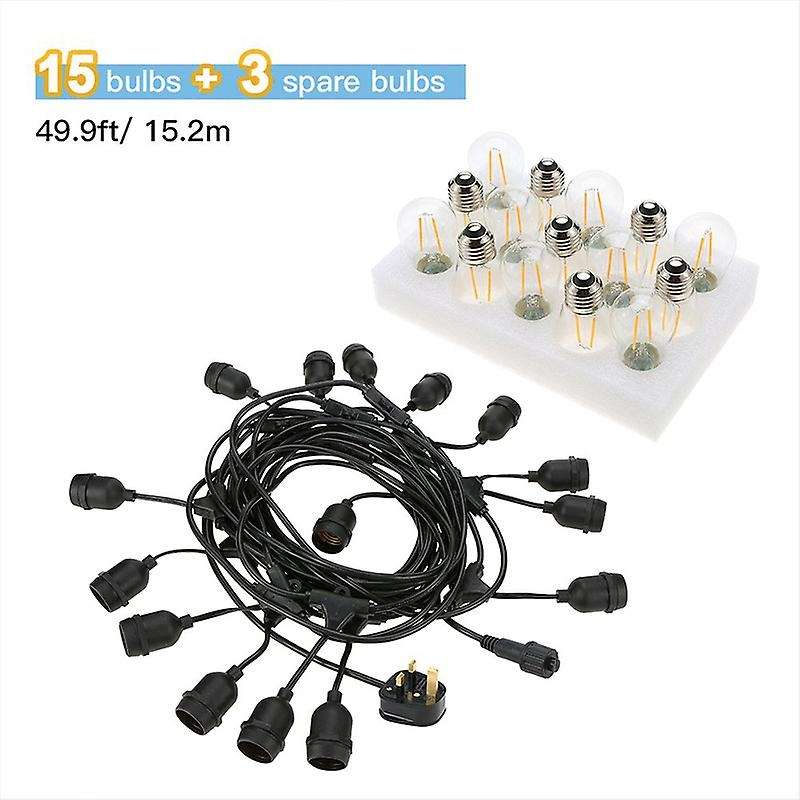 Led Light String E27 Lamp Head Power Line Waterproof Marquee for Garden, Family, Backyard, Wedding,