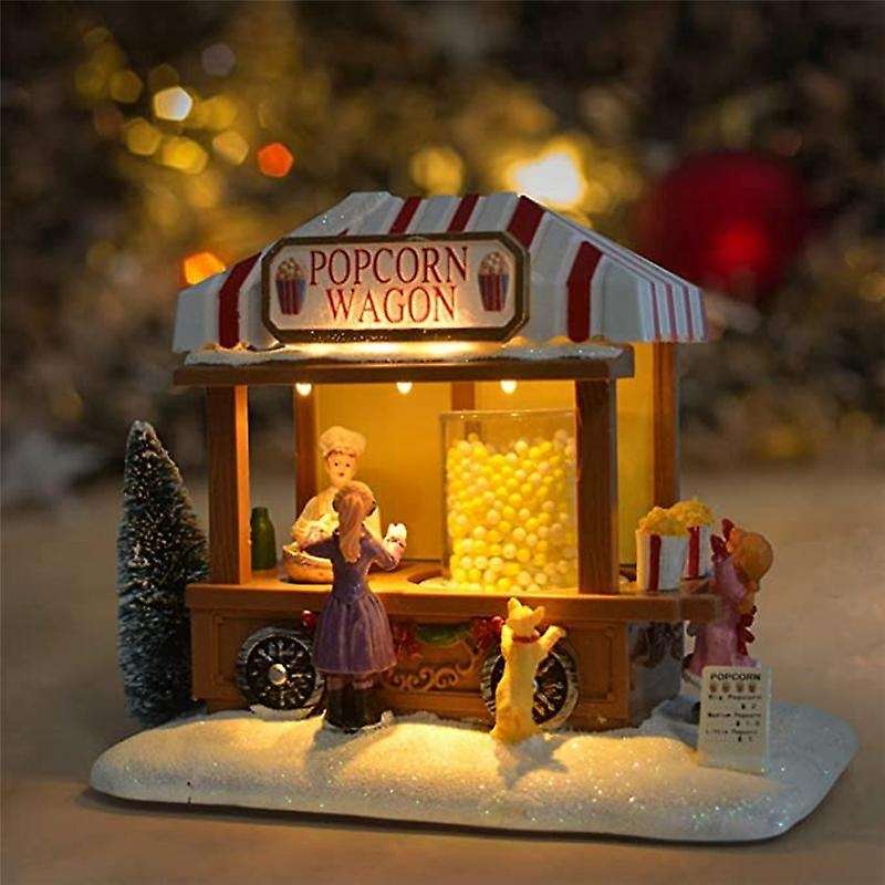 LED Lighted Christmas Village Houses Multicolored Christmas Vacation Village with Music Christmas V