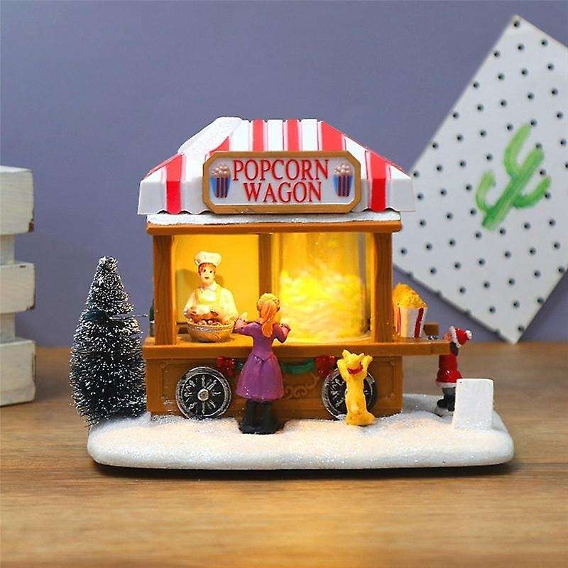 LED Lighted Christmas Village Houses Multicolored Christmas Vacation Village with Music Christmas V