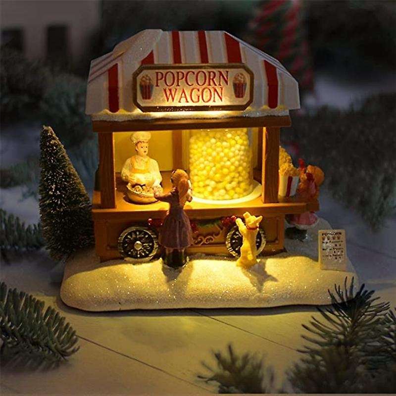 LED Lighted Christmas Village Houses Multicolored Christmas Vacation Village with Music Christmas V
