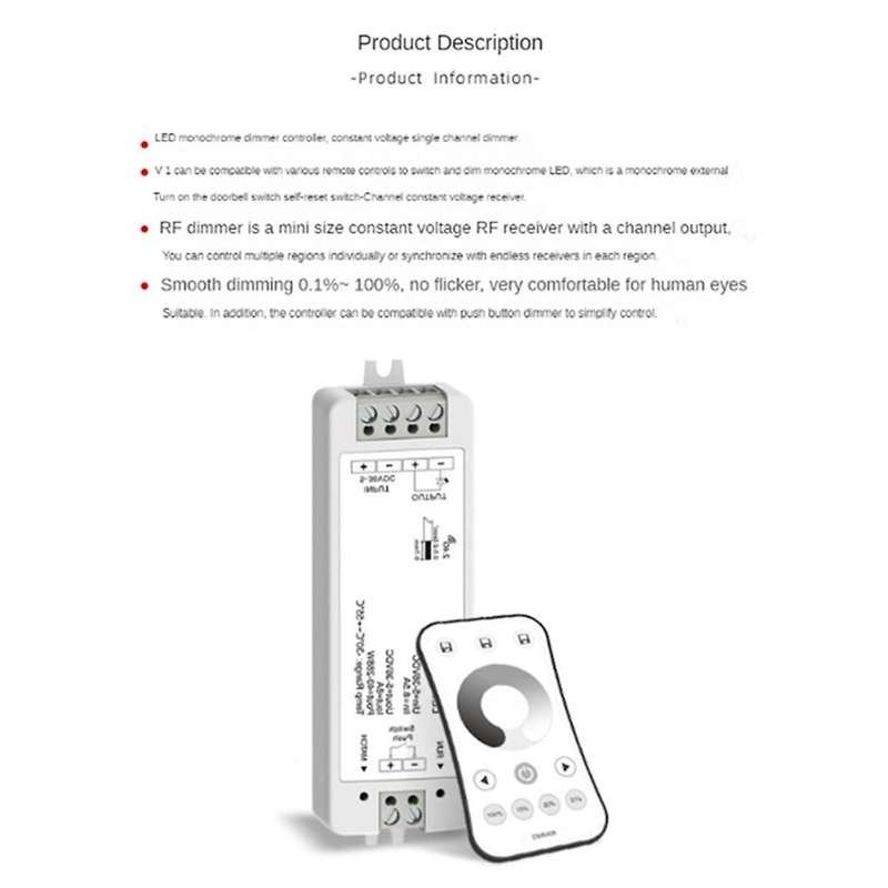 LED Light Strip Intelligent Dimming Monochrome Controller 2.4G Stepless Dimming Panel Remote Control