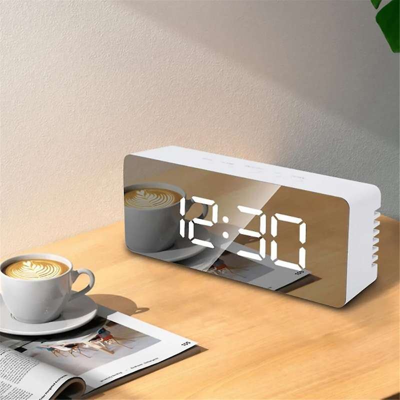 LED Mirror Digital Clock Bedroom Office Travel Electronic Table Clock Desktop Alarm Clock Temperatur