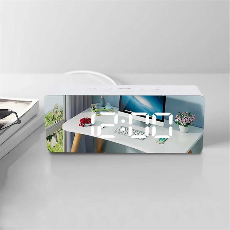 LED Mirror Digital Clock Bedroom Office Travel Electronic Table Clock Desktop Alarm Clock Temperatur