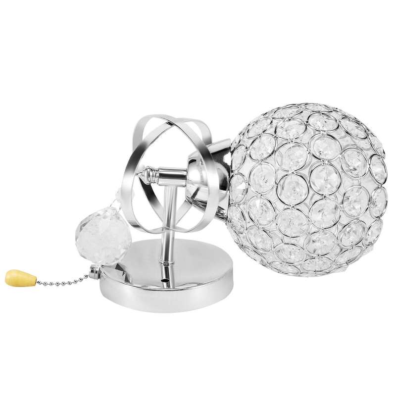 Led Modern Crystal Wall Lamp Sconce Light Bulb Bedroom Hallway Lighting Fixture, with On/off Pull S