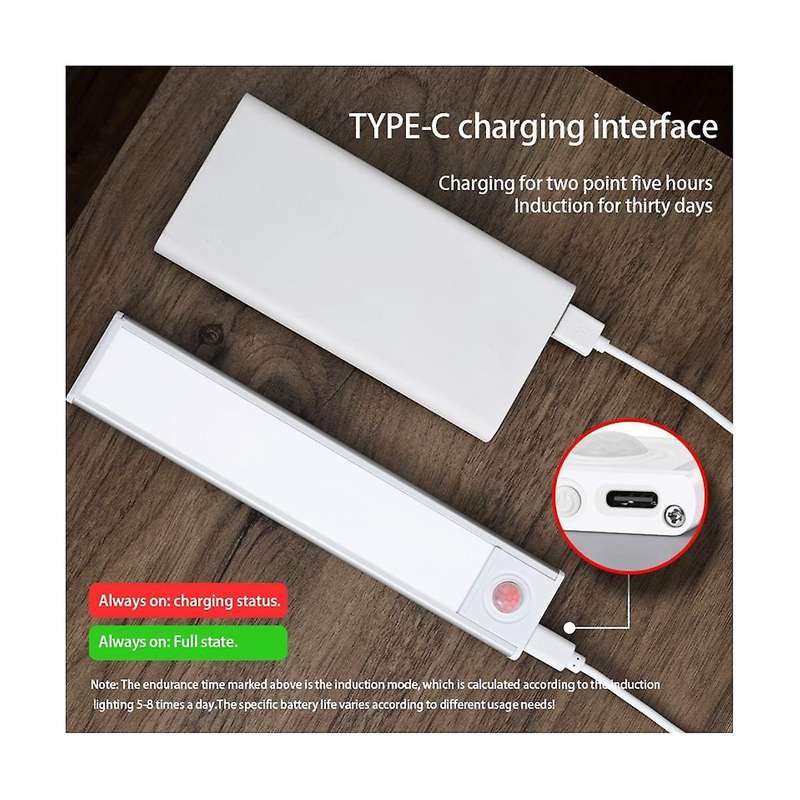 Led Night Light 20cm Motion Sensor Wireless Usb Cabinet Night Light Wardrobe Lamp for Kitchen Cabin