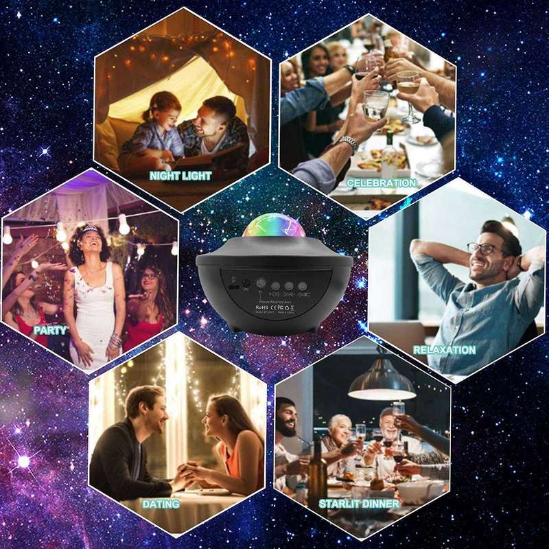 LED Nebula Projector,Rotating Starry Night Light Projector with Bluetooth Speaker for Bedroom Deco