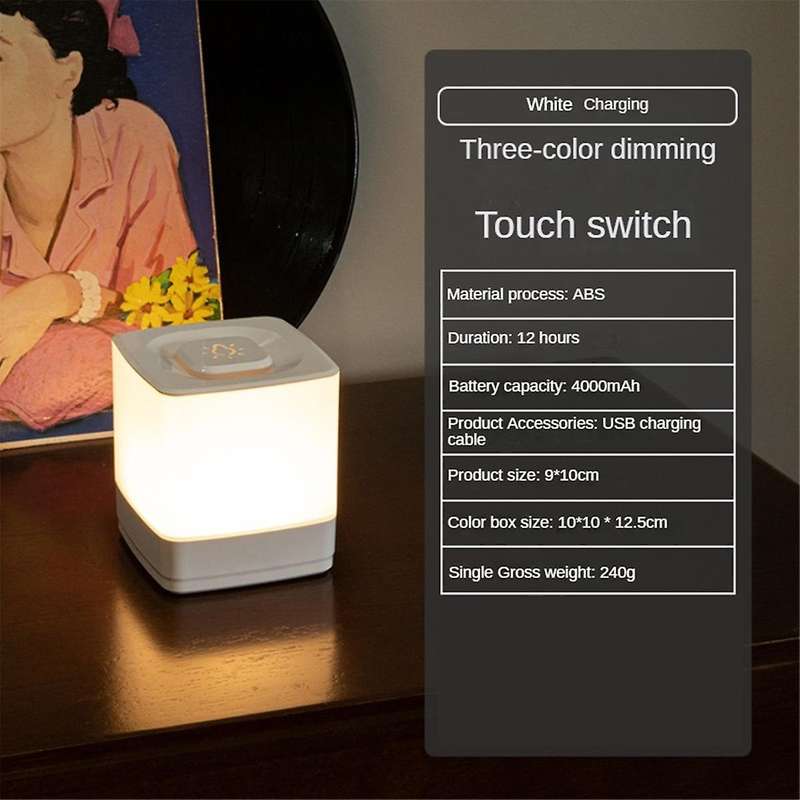Led Night Light Usb Rechargeable 3-level Brightness for Bedside Lamp Portable Touch Night Light for
