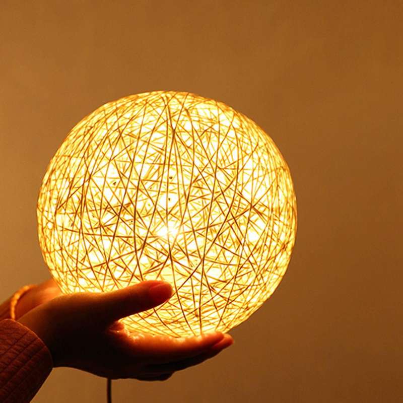 LED Rattan Ball Fix Dimmable 3D Light Night Lamp Moon Starlight Table Lamp Bedroom Lampu Tidur Lampu
