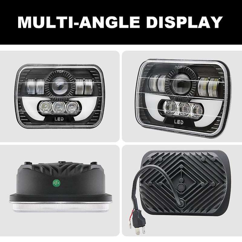 Led Rectangular Headlight Projector 7X6 Inch Sealed Beam Replacement High / Low Beam DRL for Herdsma