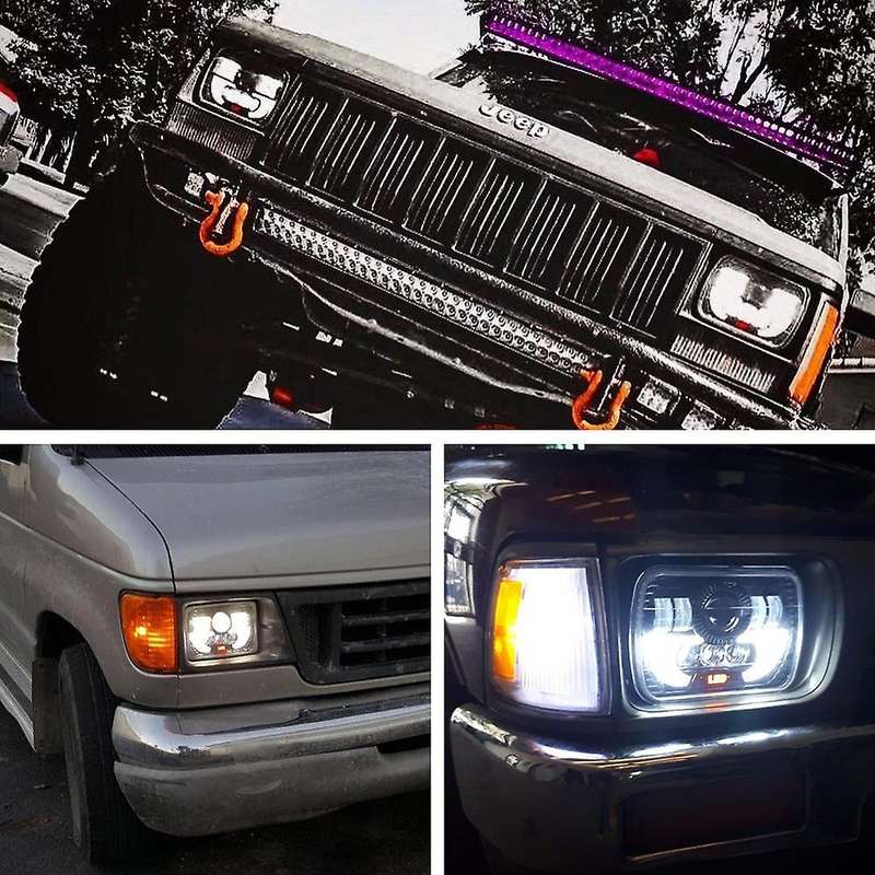 Led Rectangular Headlight Projector 7X6 Inch Sealed Beam Replacement High / Low Beam DRL for Herdsma