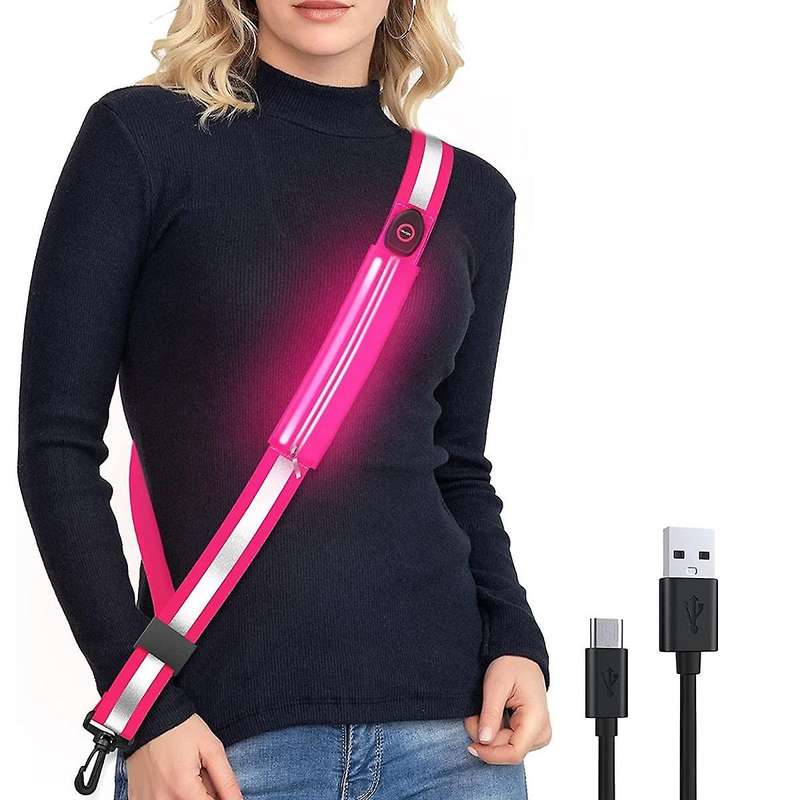 Led Reflective Belt Sash for Walking At Night,rechargeable Led Running Belt for Runners Walkers,pin