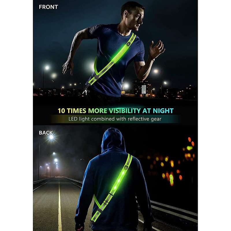 Led Reflective Belt Sash for Walking At Night,rechargeable Led Running Belt for Runners Walkers,pin