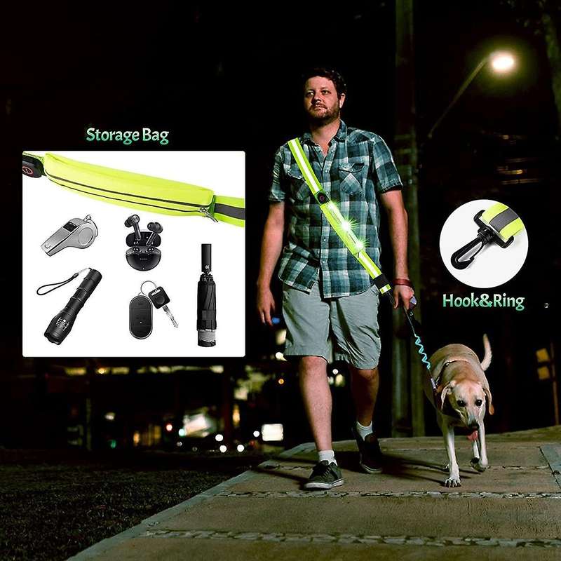 Led Reflective Belt Sash for Walking At Night,rechargeable Led Running Belt for Runners Walkers,pin