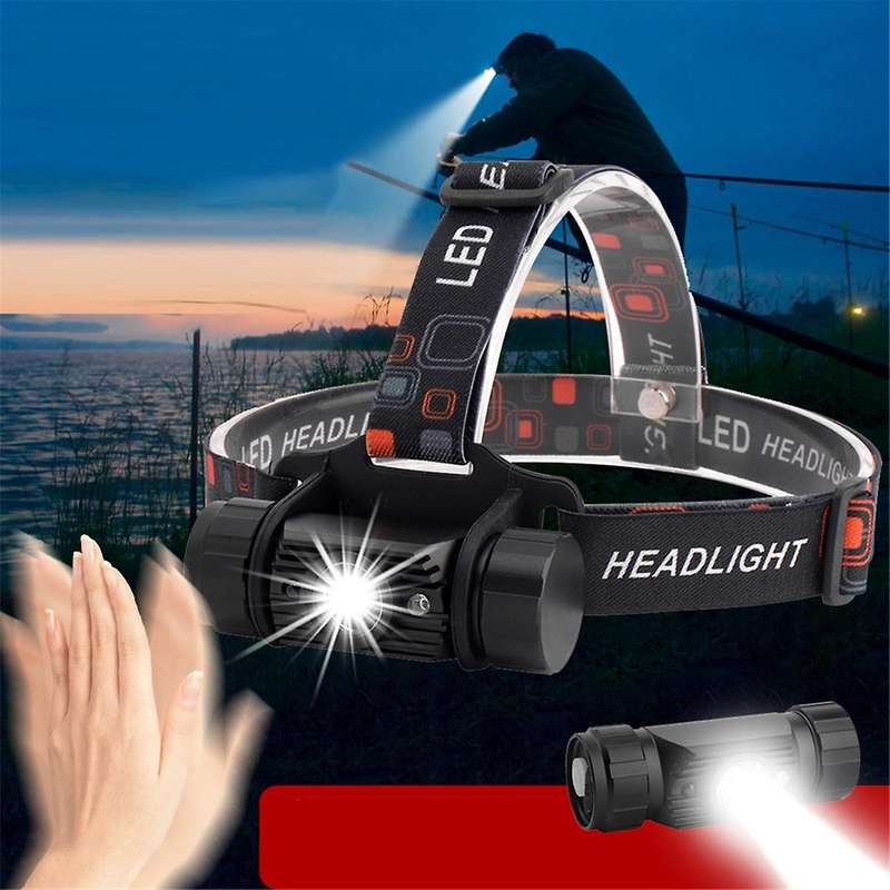 Led Rechargeable Headlight,Motion Sensor Adjustable Headband Headlight for Adults Outdoor Camping Ru
