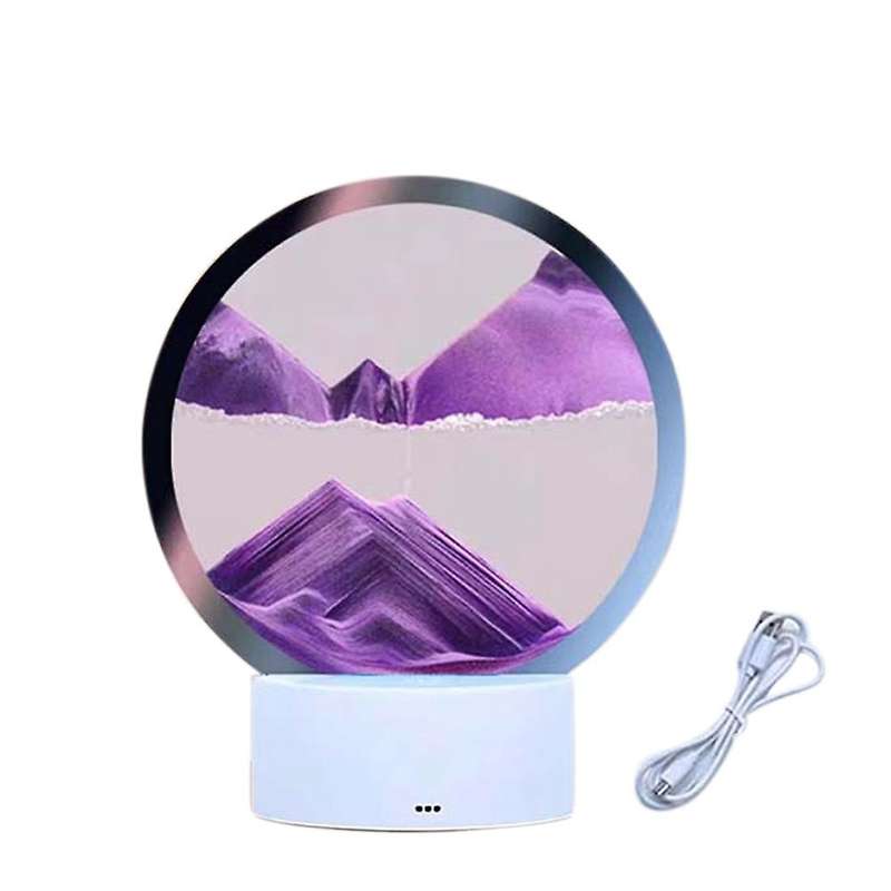LED RGB Sandscape Lamp Moving Sand Art Night Light with 7 Colors Hourglass Light 3D Sea Display Dec