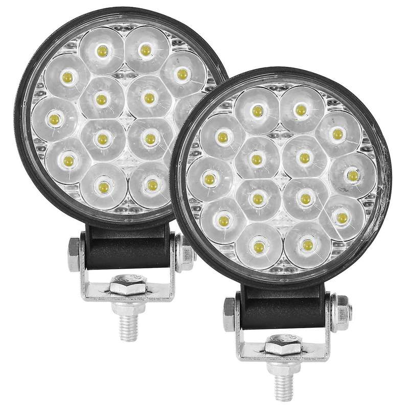 Led Round Light Bar 2PCS 3 Inch 42W 4200LM Flood Light Pod Off Road Fog Driving Roof Bar Bumper for
