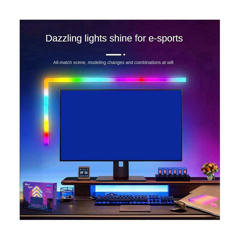 Led Smart Wall Lamp with Us Plug Colorful Convenient Light Bar Diy Atmosphere Night Light App Music