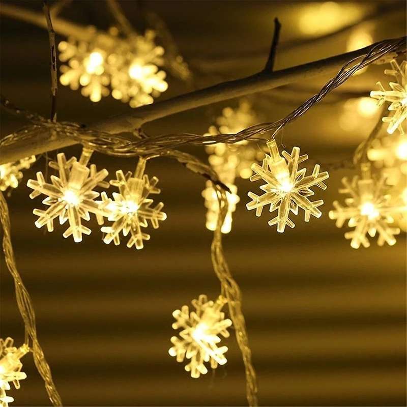 Led Snowflake String Light Outdoor for Christmas Garden Decor for Holiday Lighting Decor Wedding De