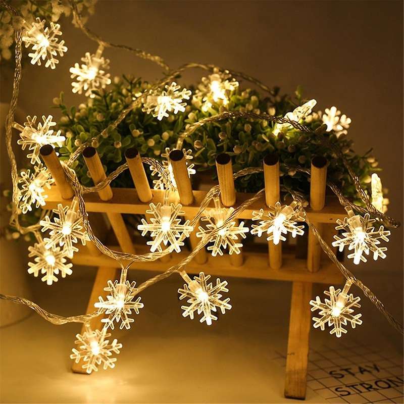 Led Snowflake String Light Outdoor for Christmas Garden Decor for Holiday Lighting Decor Wedding De