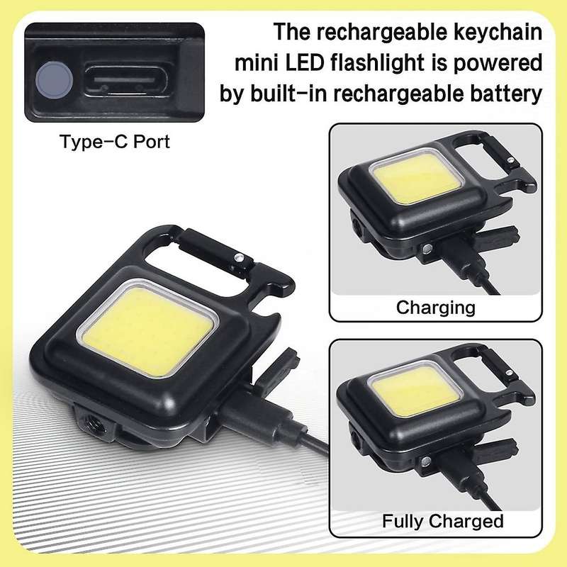 LED Small Flashlight,1000Lumens Bright Rechargeable COB Keychain Flashlights,4 Light Modes Portable